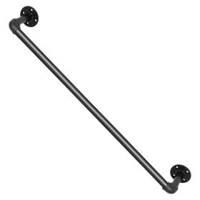 Pipe Stair Handrail, 2FT Staircase Handrail, 440LBS Load Capacity Carbon Steel Pipe Handrail, Industrial Pipe Handrail with Wall Mount Support