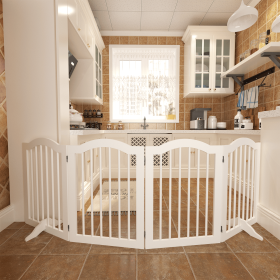 27.6" Height Tall Freestanding Pet Gate, 4 Panels Foldable Dog Gate (Color: as picture)