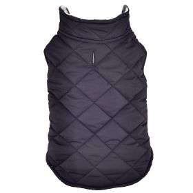 Reversible Fleece Lined Puffer Dog Coat (Color: Black and White Plaid, size: X-Large)
