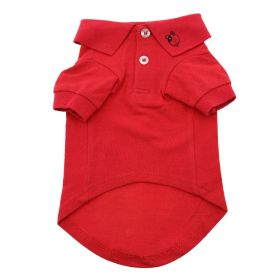 Solid Dog Polo (Color: Flame Scarlet Red, size: 3X-Large)