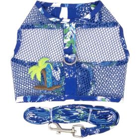 Cool Mesh Dog Harness with Leash (Color: Surfboard Blue and Green, size: small)