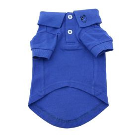 Solid Dog Polo (Color: Nautical Blue, size: small)